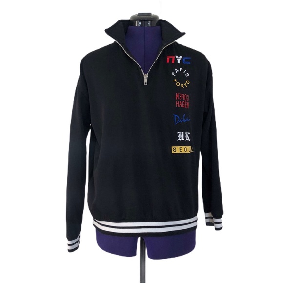 Forever 21 Sweaters - Forever 21 City Names Black Embroidered Long Sleeve Sweatshirt